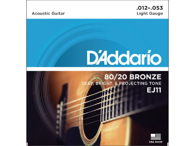 ダダリオ　D'Addario　.012-.053　 アコースティック弦　80/20Bronze Light